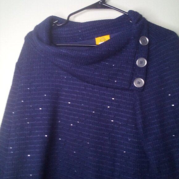Ruby Rd Sweater M Women Pullover 3/4 Sleeve Cowl Neck Button Detail Blue - Picture 11 of 14